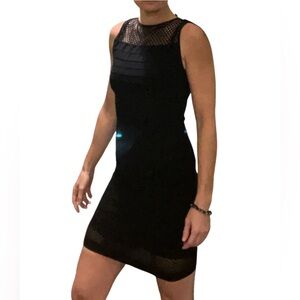 NWT Yelete Black Mesh-Panel Column Dress Sleeveless Midi Dress Size 8